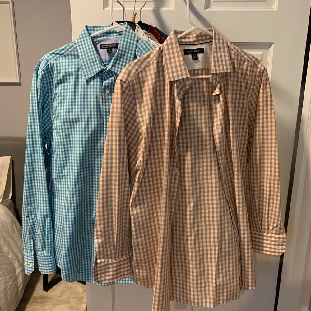 Banana Republic Gingham Causal Button Down Dress Shirt